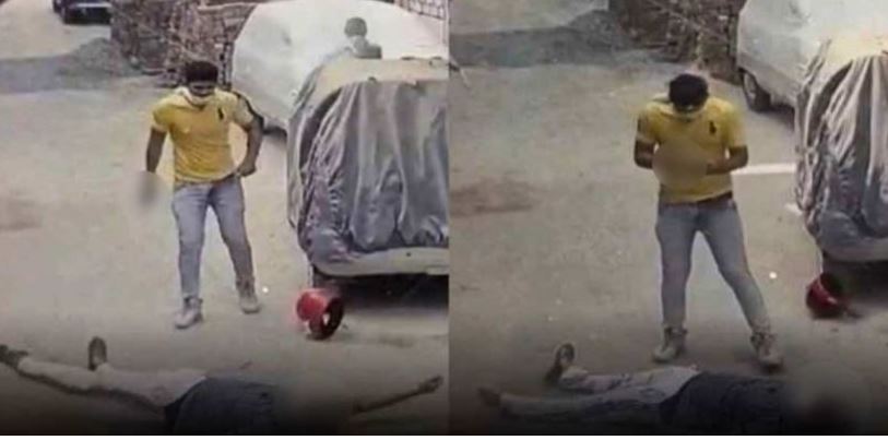 CCTV footage shows the attacker shooting a person